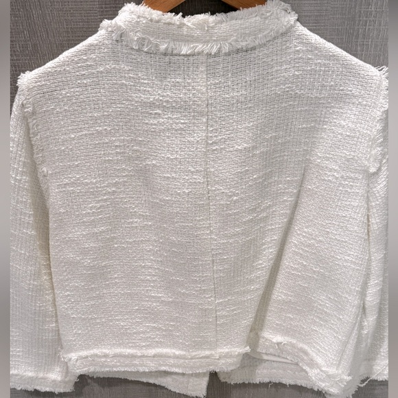 Zara Basic Tweed Cream Jacket. Size L - Picture 2 of 9
